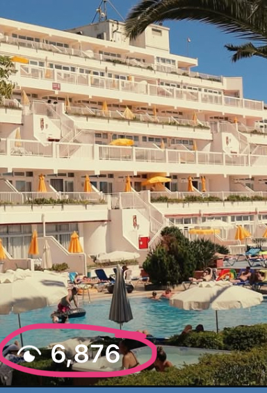 Instagram reel for Muthu Clube Praia da Oura showing 6,876 views